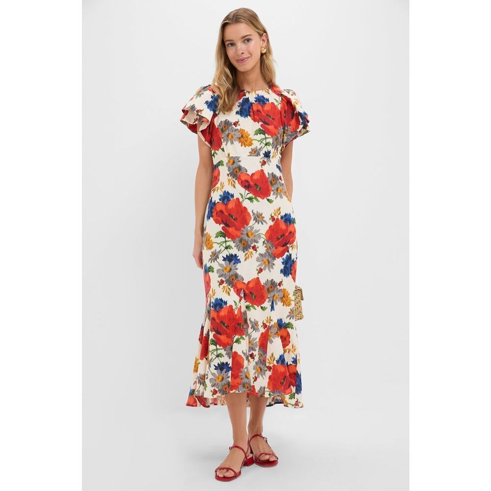 TUCKERNUCK Crimson Poppy Cotton Linen Elodie Dress Size 2 NWT